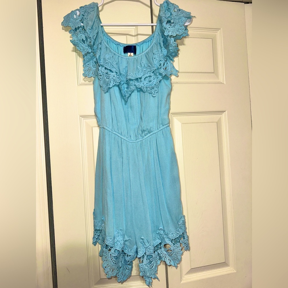 Women’s Baby Blue Embroidered Romper